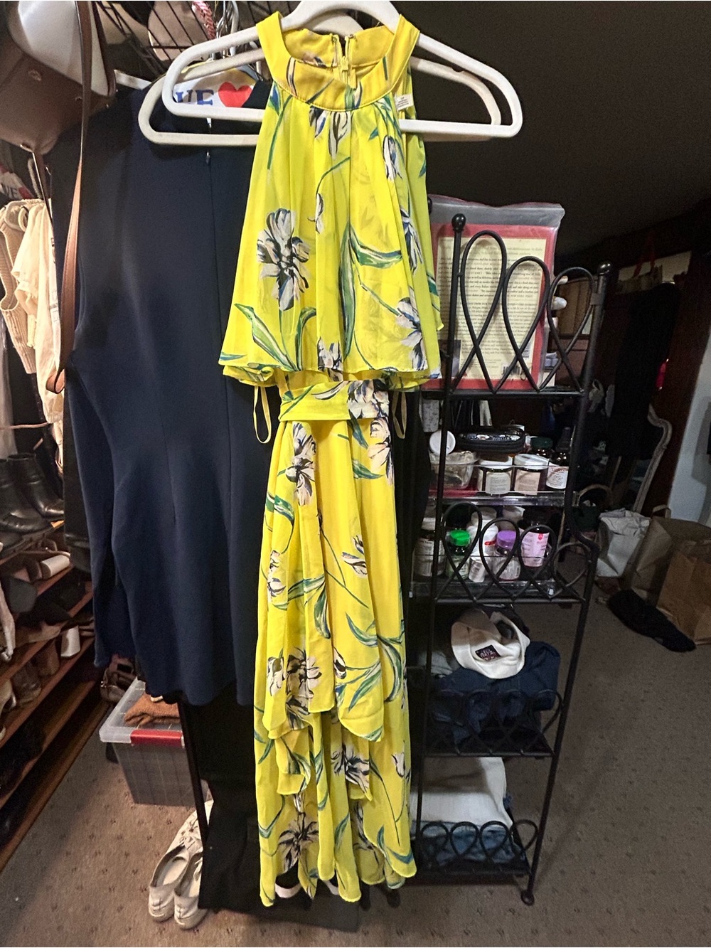 Eliza J Yellow Floral Halter Maxi Dress